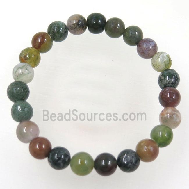 round India Agate beaded bracelet, stretchy