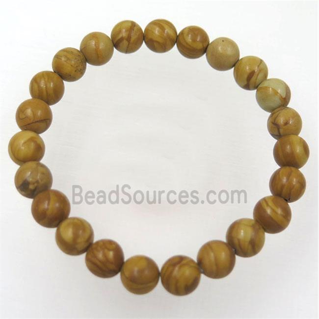 yellow wooden Jasper bead bracelet, stretchy