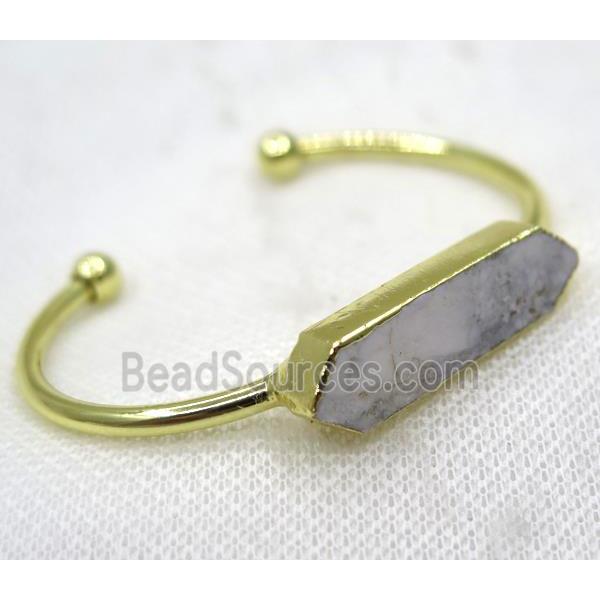 white Sea Sediment bangle, copper, gold plated