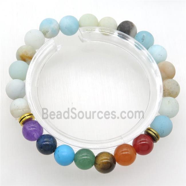 Chakra Bracelets with amazonite, stretchy