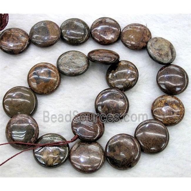 Bronzite Stone Bead, coin round