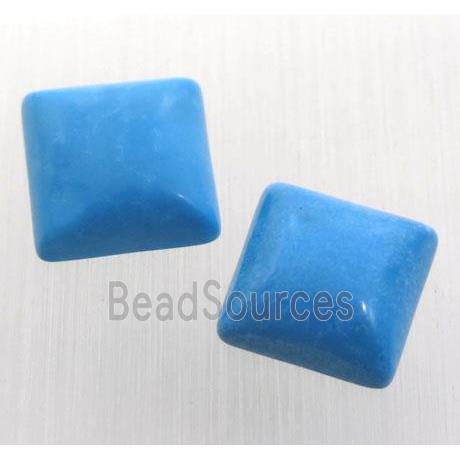 natural turquoise cabochon, blue treated, square