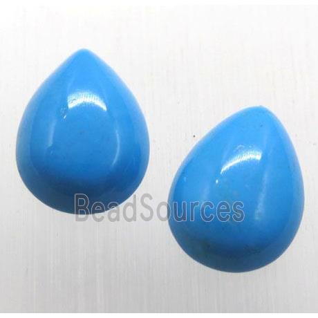 natural turquoise teardrop cabochon, blue treated