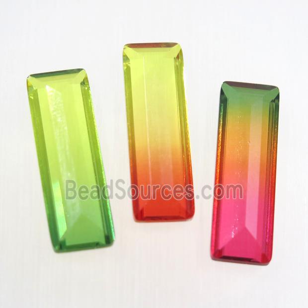 synthetical Tourmaline cabochon, no hole, rectangle, mix color