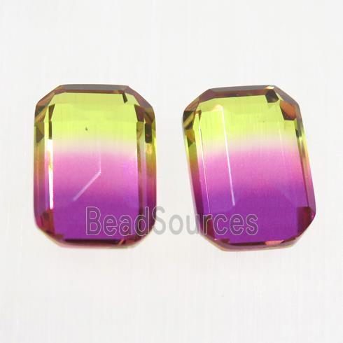 synthetical multicolor Tourmaline cabochon, no hole, rectangle