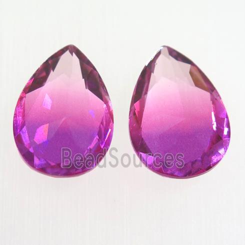 synthetical multicolor Tourmaline cabochon, no hole, teardrop