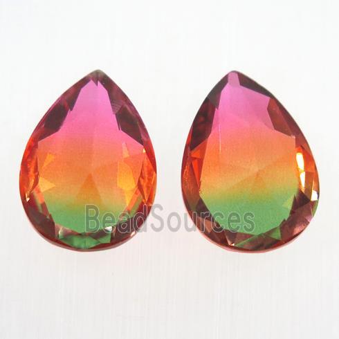 synthetical multicolor Tourmaline cabochon, no hole, teardrop