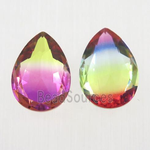 synthetical multicolor Tourmaline cabochon, no hole, teardrop