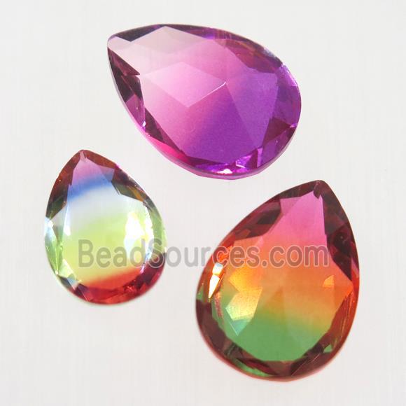 synthetical Tourmaline cabochon, mix color, no hole, teardrop