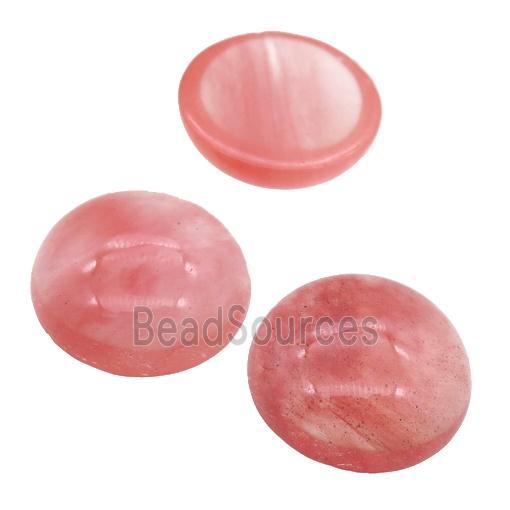 pink Synthetic Quartz Cabochon, circle