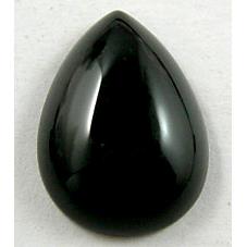 Black Onyx, Cabochon, flat-back Teardrop