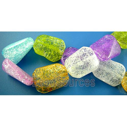 Chinese Crackle Crystal beads, Twist Rectangle