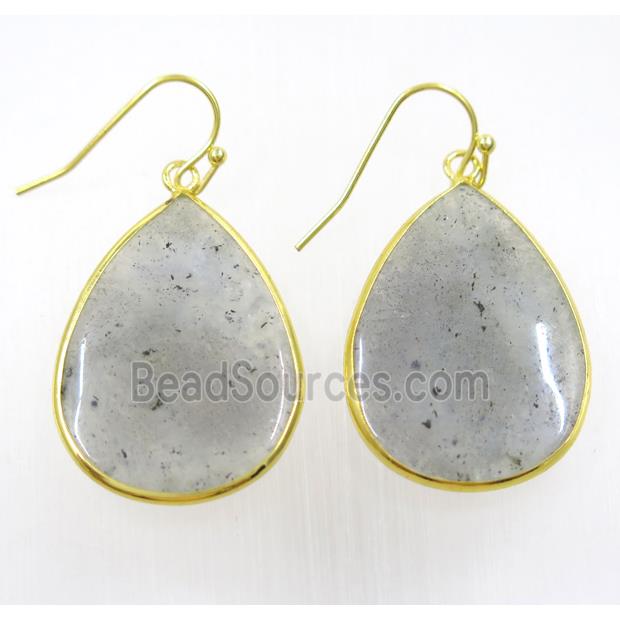 Labradorite Earring, teardrop, gold plated