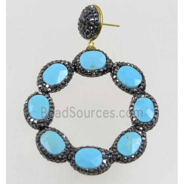 bule Turquoise Earring paved rhinestone