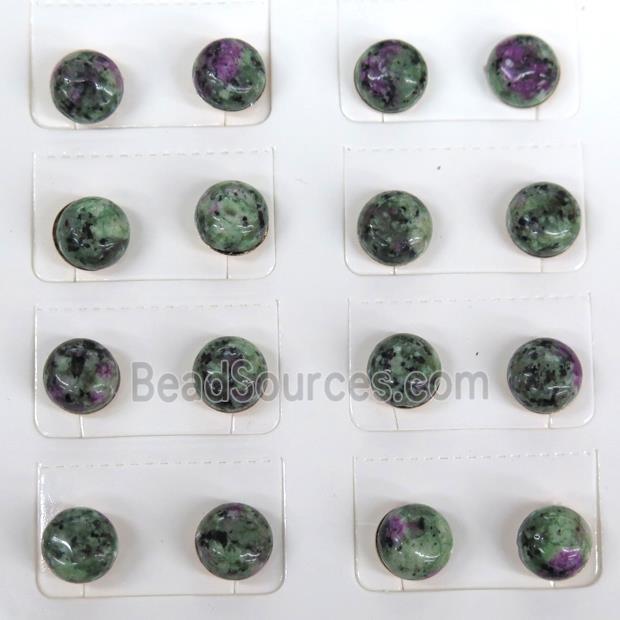 Ruby Zoisite Stud Earring