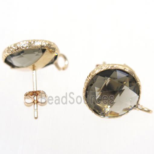 smoky Chinese Crystal Glass earring studs