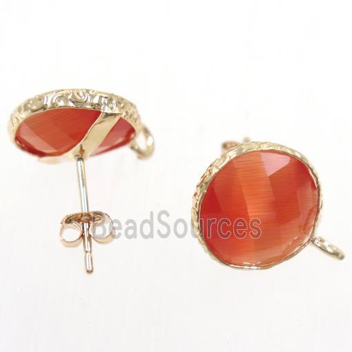 red Chinese Crystal Glass earring studs