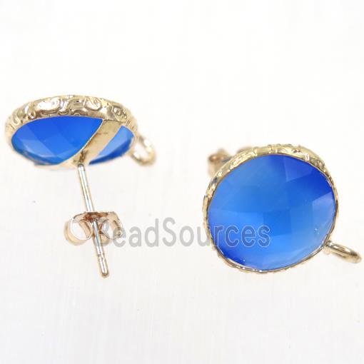 blue Chinese Crystal Glass earring studs