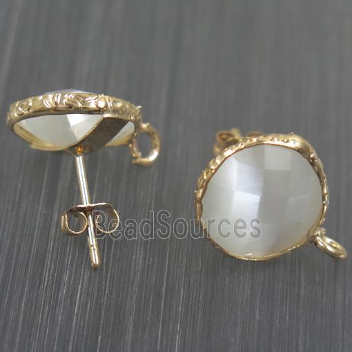 white Chinese Crystal Glass earring studs