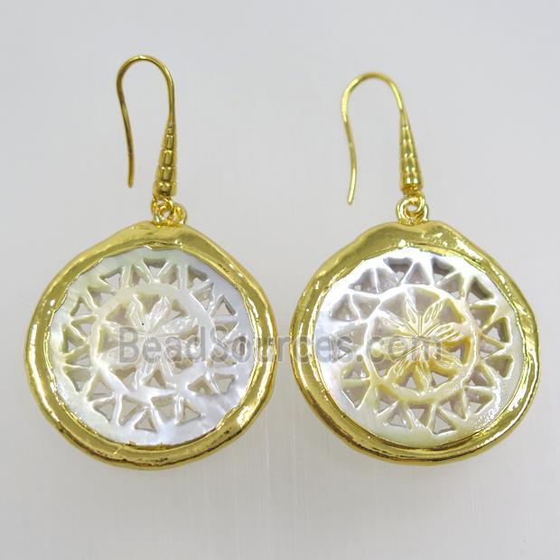 pearlized shell earring, 24k gold plated