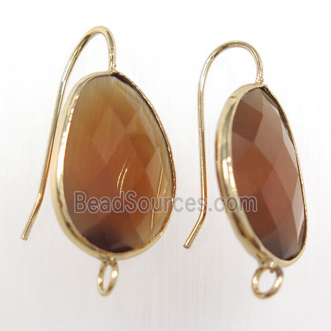 deeporange glass crystal earring with loop, gold plated