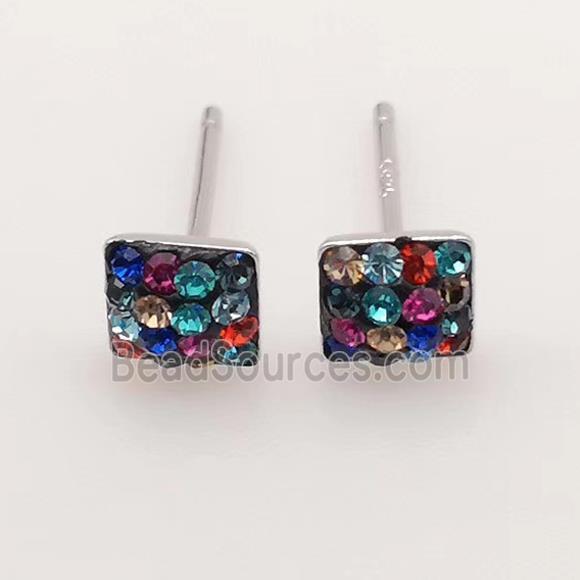 sterling silver Earring studs with Middle East rhinestone