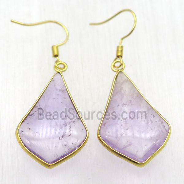 amethyst teardrop Hook Earring, gold plated