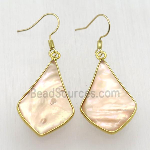 queen Shell teardrop Hook Earring, gold plated