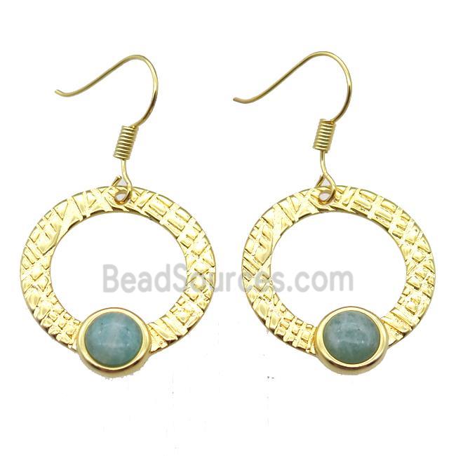 copper hook Earrings with Amazonite, gold plated