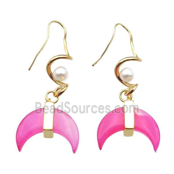 hotpink shell Earring, gold plated