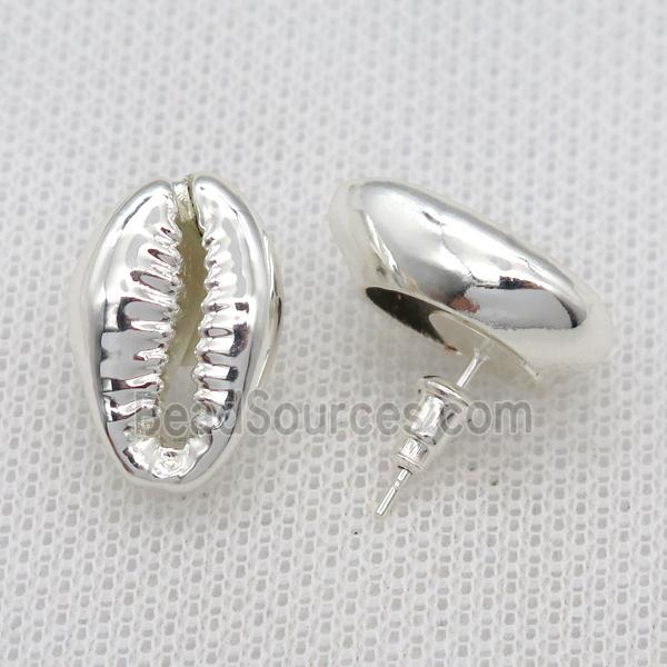 Conch Shell stud Earrings, silver plated