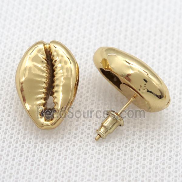 Conch Shell stud Earrings, gold plated