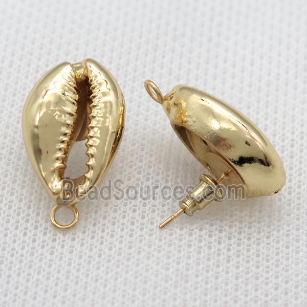 Conch Shell stud Earrings with bail, gold plated