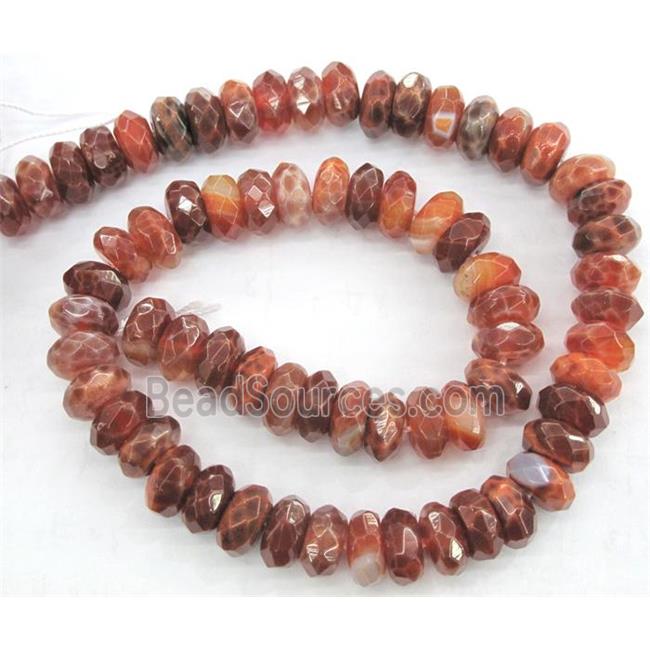 ruby Fire Agate Beads, faceted rondelle, grade A