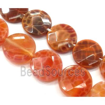 ruby Fire Agate Beads, faceted circle, grade A