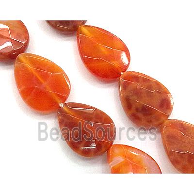 ruby Fire Agate beads, faceted teardrop, grade A