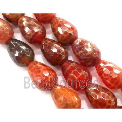 ruby fire Agate beads, faceted teardrop, grade A