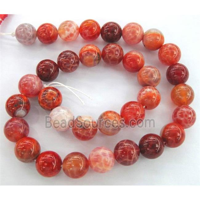 round Fire Ruby Agate beads, grade A