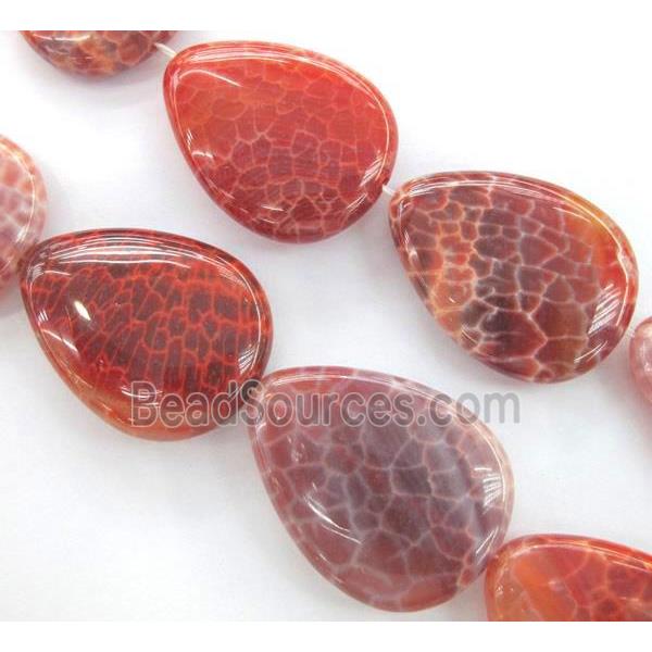 Fire Ruby Agate beads, teardrop, grade A