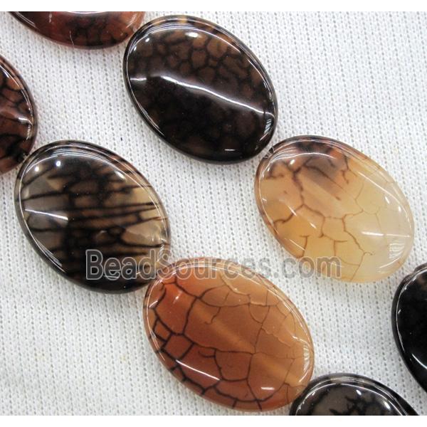 coffee veins Agate beads, oval