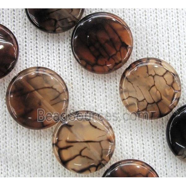 coffee veins Agate beads, circle