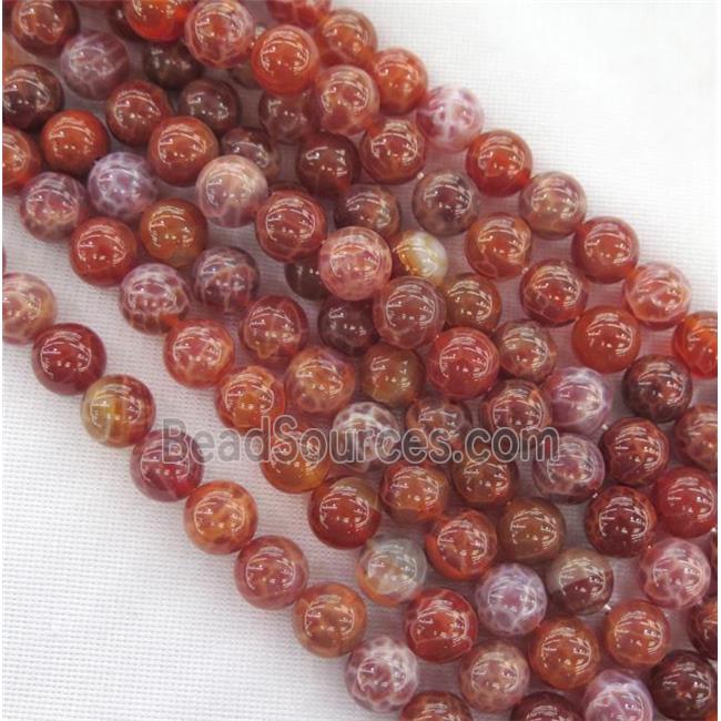 ruby Fire Agate Beads, round