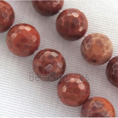 Ruby Fire Agate Beads, faceted round