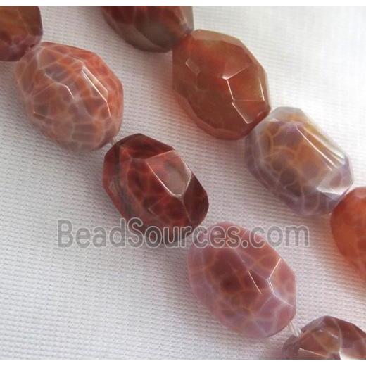 ruby fire agate bead, faceted freeform