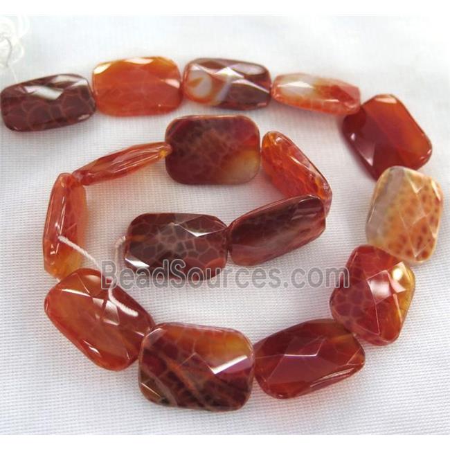 ruby Fire Agate Beads, faceted Oblong