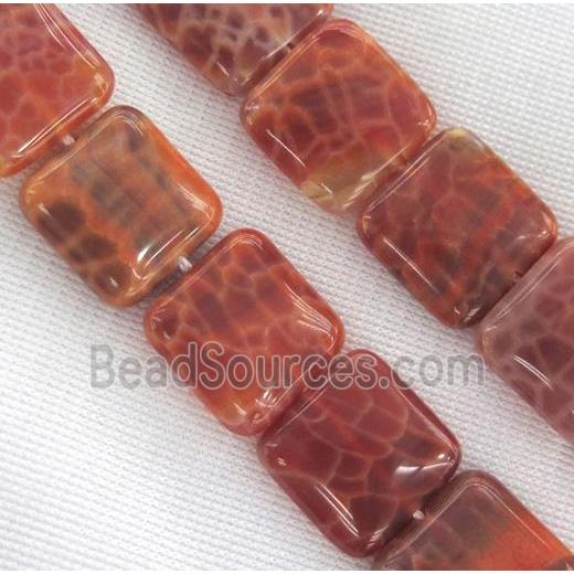 ruby fire agate beads, square