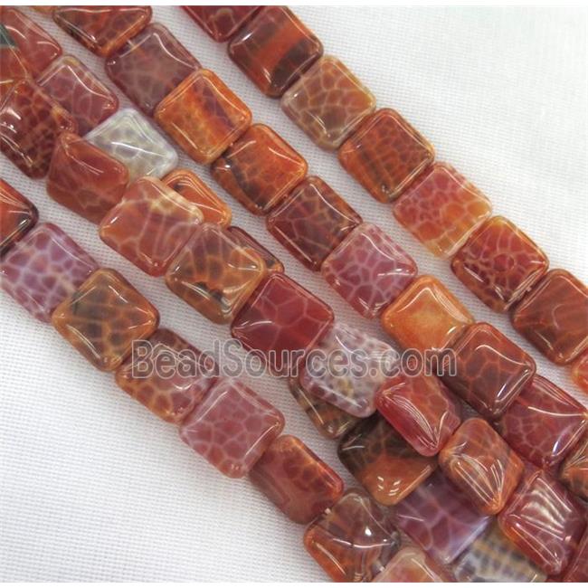 ruby fire agate beads, square