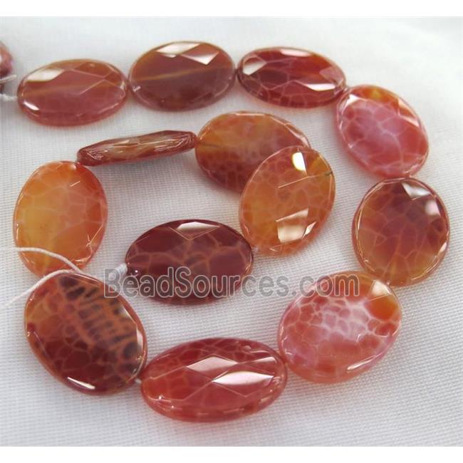 ruby fire agate beads, faceted oval