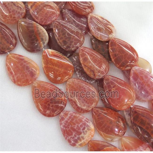 ruby fire agate beads, teardrop