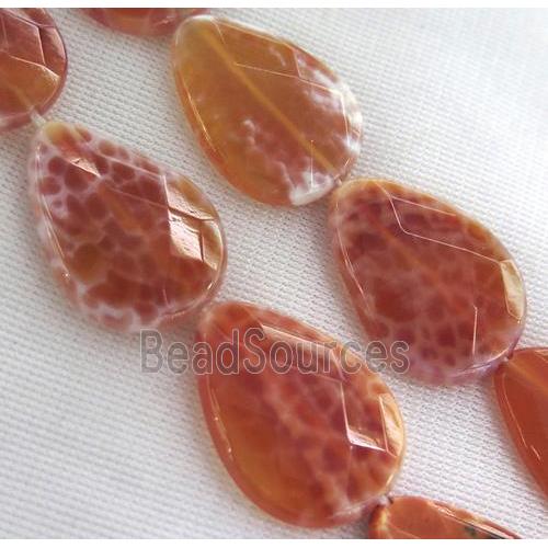 ruby fire agate beads, faceted teardrop